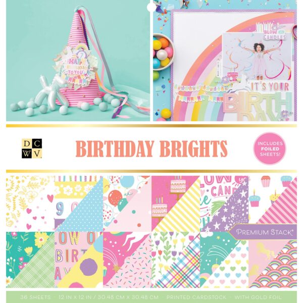 Bloc de Papel Decorativo 12"x12" - Birthday Brights